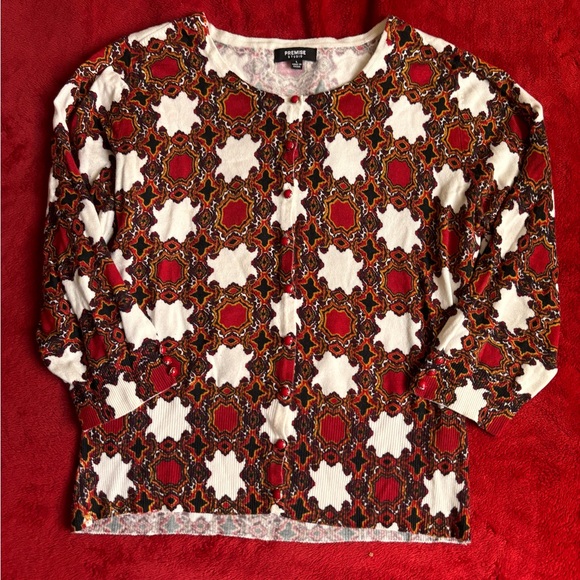 Premise women’s red button up cardigan sweater - Picture 4 of 5